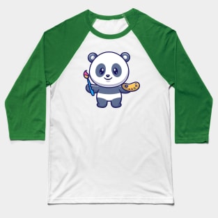 Cute Panda Painting Cartoon Baseball T-Shirt